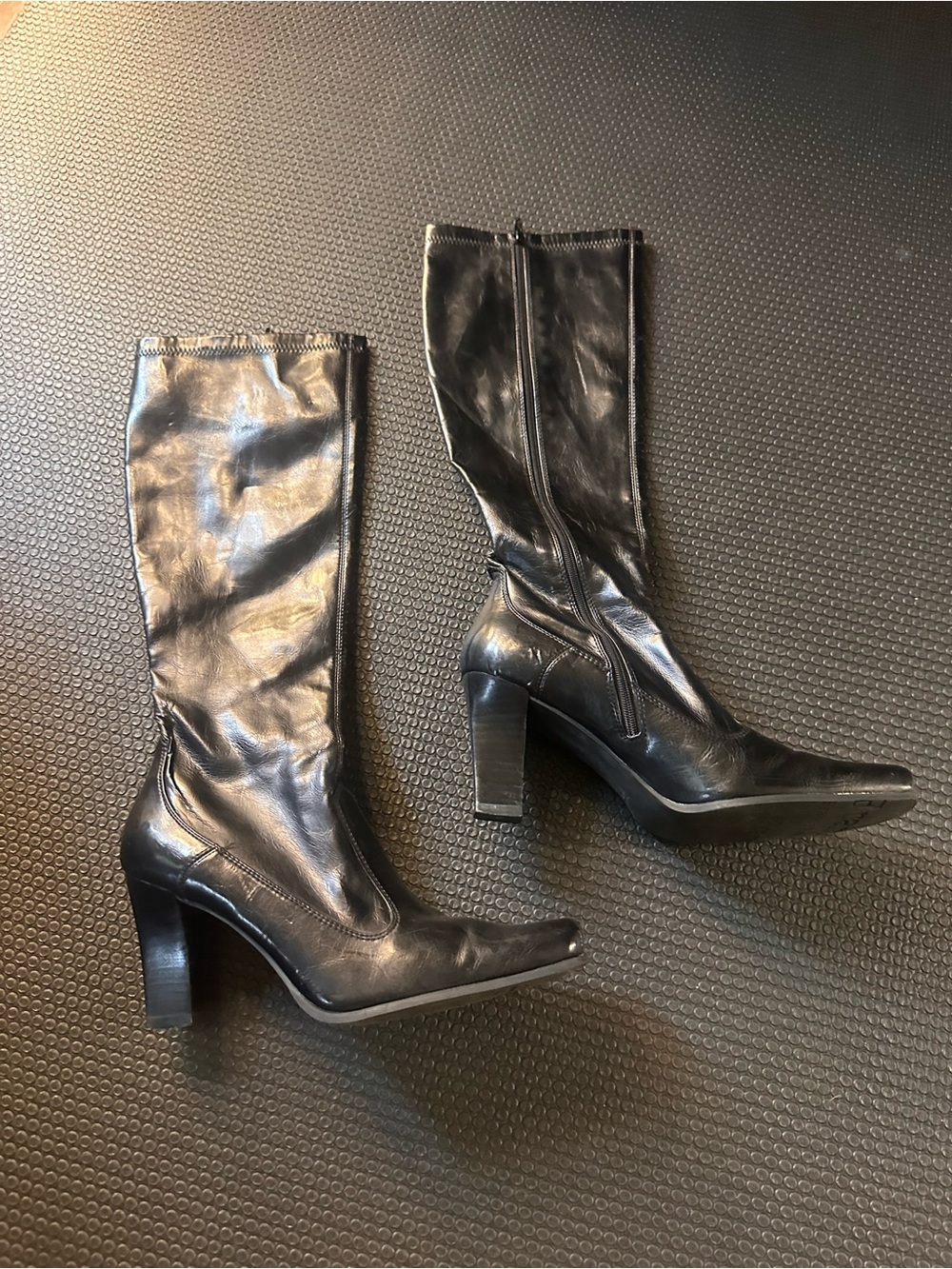 Franco Sarto 'Cosette' Black faux Leather Knee-High Heeled Boots